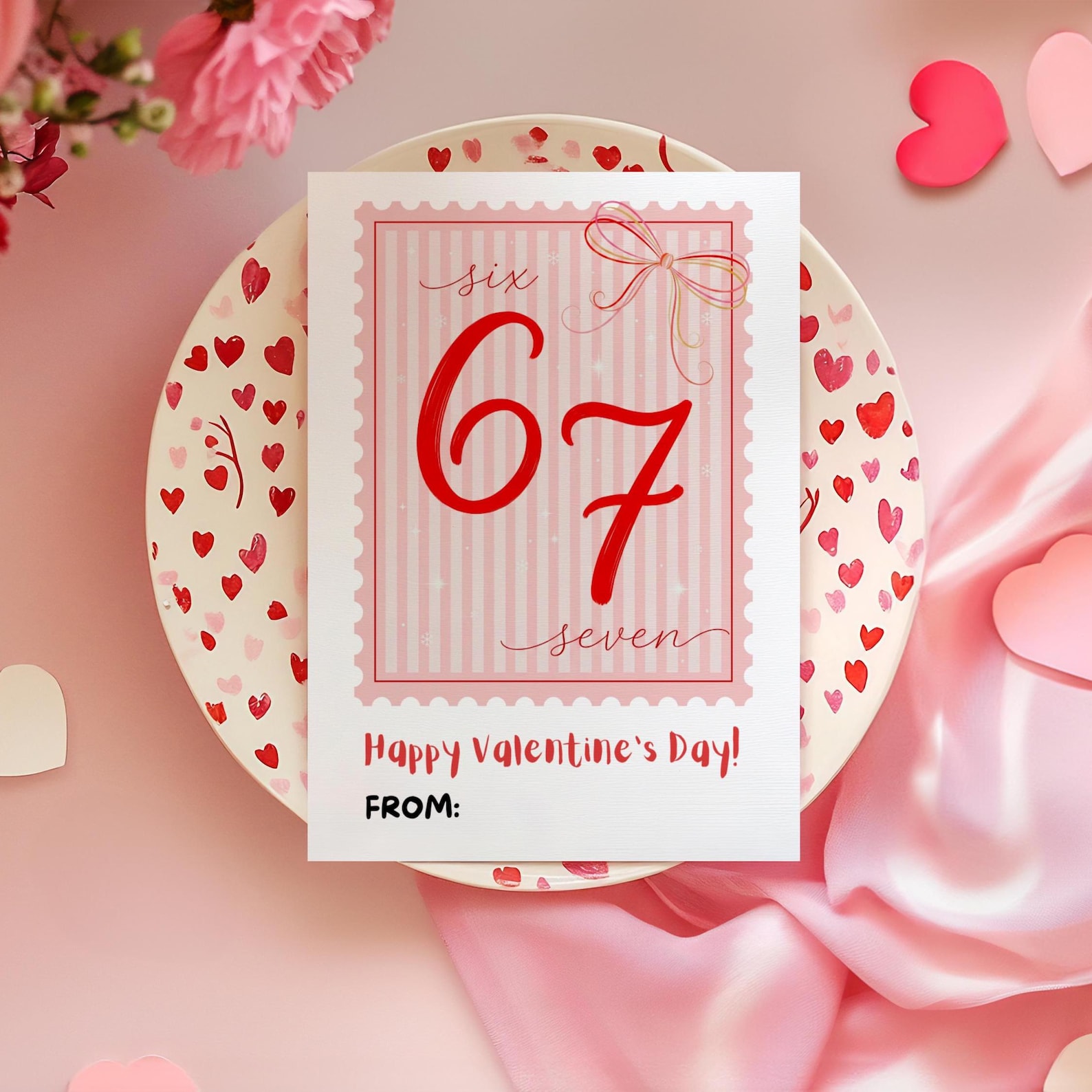67 Kids Valentine's Day Cards, Girly Printable Classroom Valentine Card ...