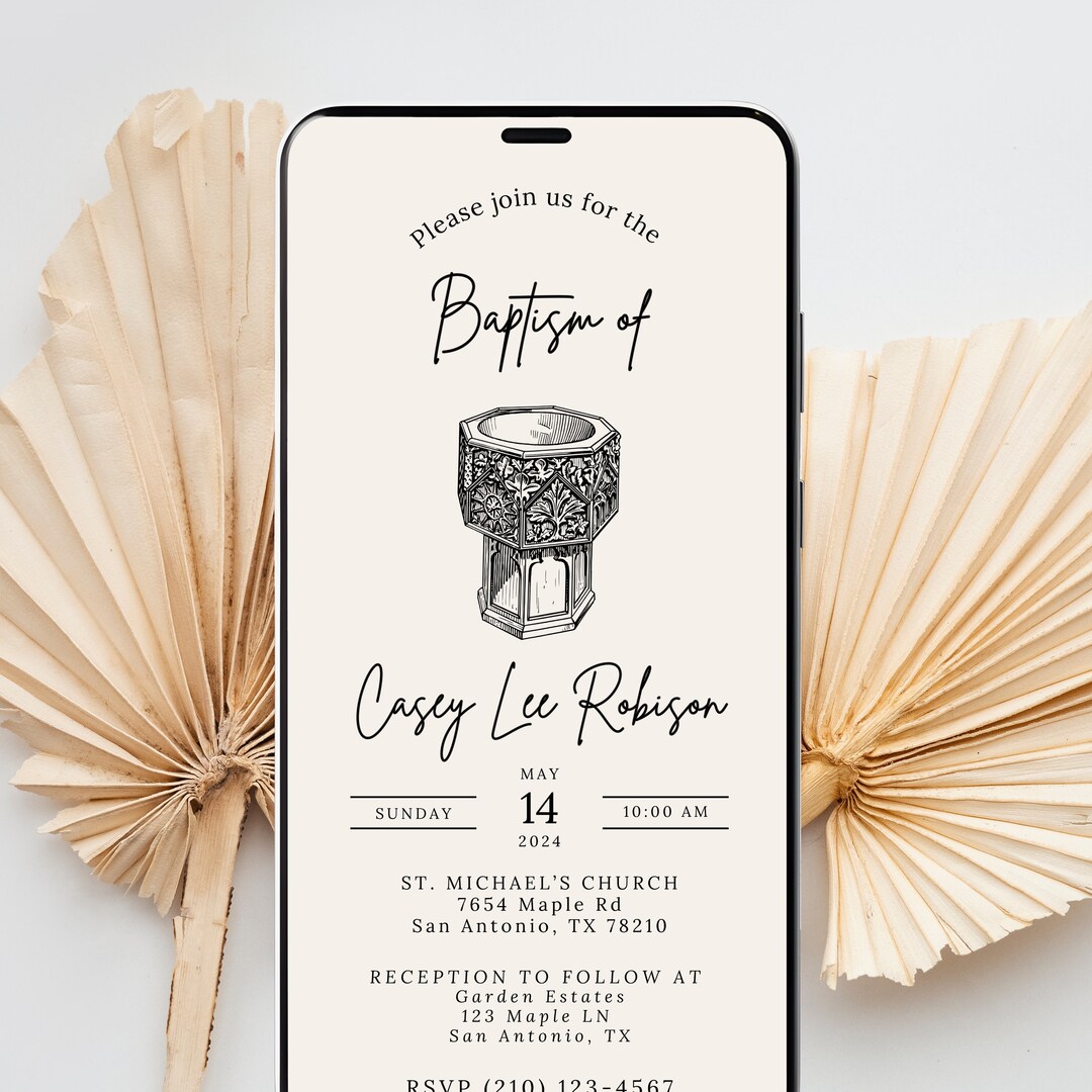 Evite Baptism Baptism Unisex Invitation Minimalist Baptism Etsy