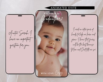 Will You Be My Godmother Proposal digital card video Godparent Proposal Card Classic Minimalist Modern Will You Be My Godmother