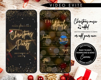 Digital Christmas Party Video Invitation Electronic Christmas Party Invitation Holiday party digital invite canva editable jingle and mingle
