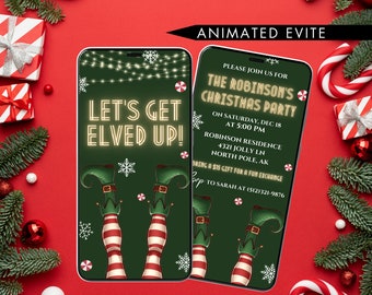 Digital Christmas Party Invitation, Funny Holiday Party Invitation minimalist design to send digital by text or email editable template