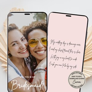 Will You Be My Bridesmaid Proposal invitation video Bridesmaid Proposal Card Classic Minimalist Modern Will You Be My Bridesmaid canva