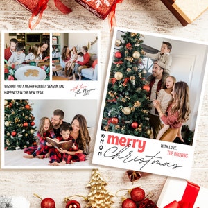 Weihnachts-Foto-Karten-Vorlage, Feiertags-Foto-Karte, 5x7 retro digitaler Download canva bearbeitbar und druckbar