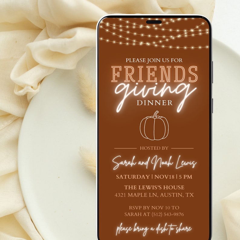 Evite Friendsgiving Digital Friendsgiving Invitation Etsy