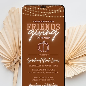 Evite Friendsgiving, Digital Friendsgiving invitation thanksgiving invitation electronic friendsgiving invitation canva editable