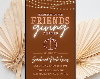 Evite Friendsgiving, Digital Friendsgiving invitation thanksgiving invitation electronic friendsgiving invitation canva editable