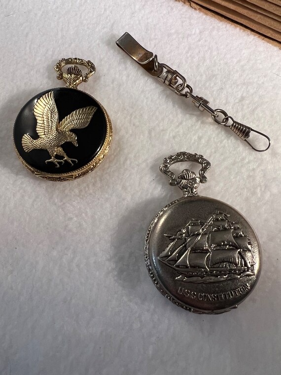 2 Estate Battery Operated Pocket Watches and chain … Gem