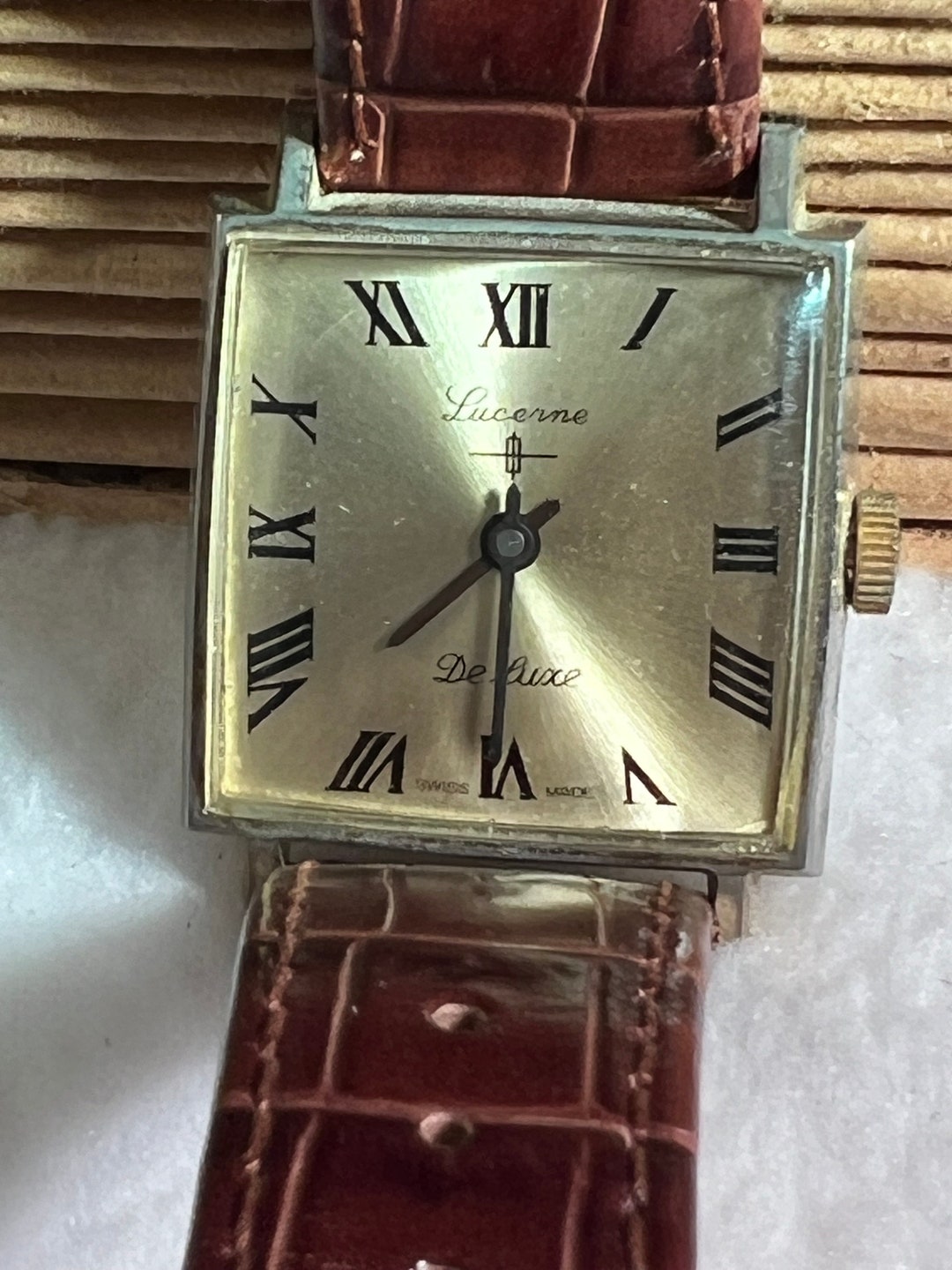 Vintage Lucerne Luxus Clear Wotania Swiss Mechanical Watch Not Working Vintage LEDA Swiss Made Lucite Retro Vintage Watch Wotania  main image 2