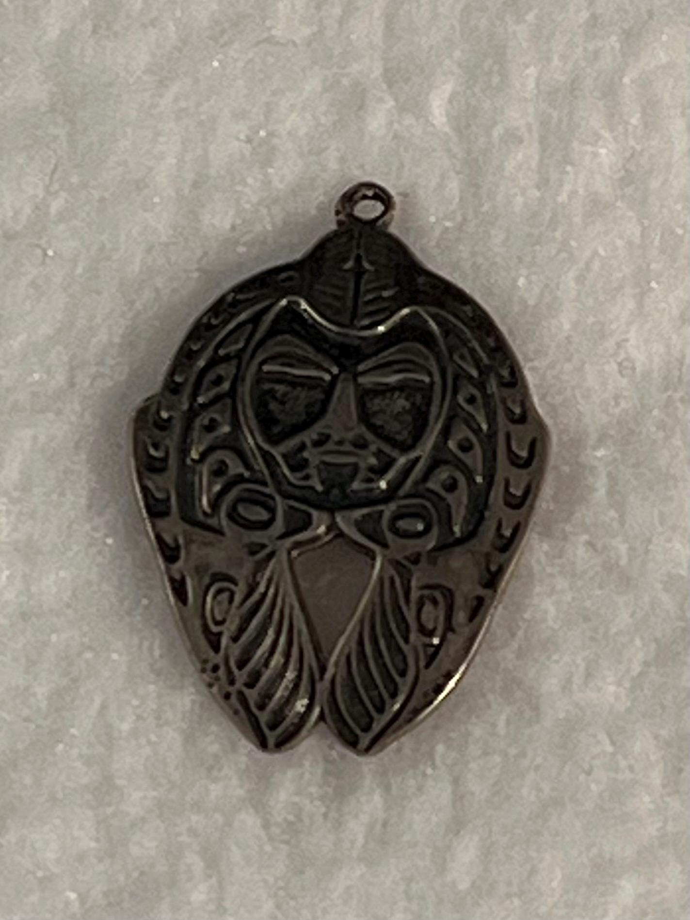 Vintage Sterling signed MAG Whales and Raven pendant silver 925 necklace Pacific NW tribal handmade