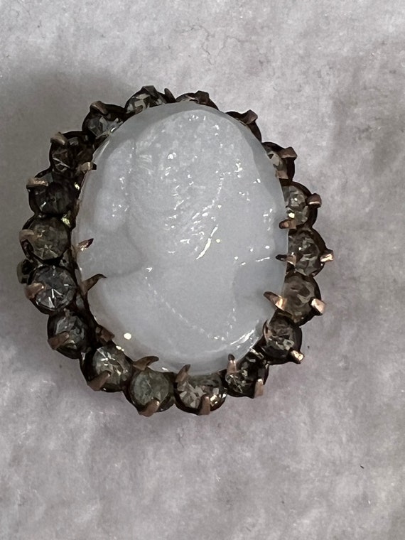 1800’s Milk Glass Cameo surrounded by brilliant c… - image 1
