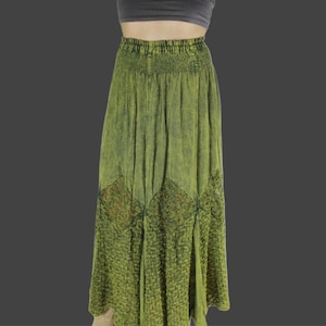 Vintage Sole Ballare Fairy Boho Hippie Flowy Skirt, Earthy Green Long Skirt, Embroidered Patchwork Crochet, 70s/80s Style Skirt RARE