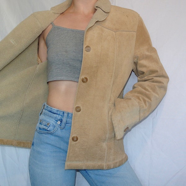 Vintage ESPIRIT outerwear leather jacket beige