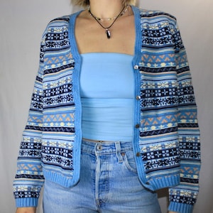 Vintage Eddie Bauer Sweater - Retro Style Cardigan - Blue Cardigan - Size Medium