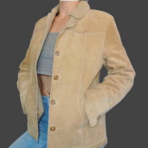 Vintage Espirit Suede Leather Jacket Faux Shearling Lining Retro Style Women’s Coat