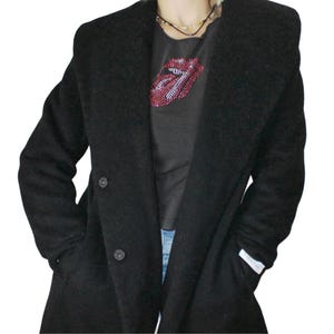 Vintage Calvin Klein Black Wool Pea Coat Women’s Fashion Winter Coat Fitted Wool Coat