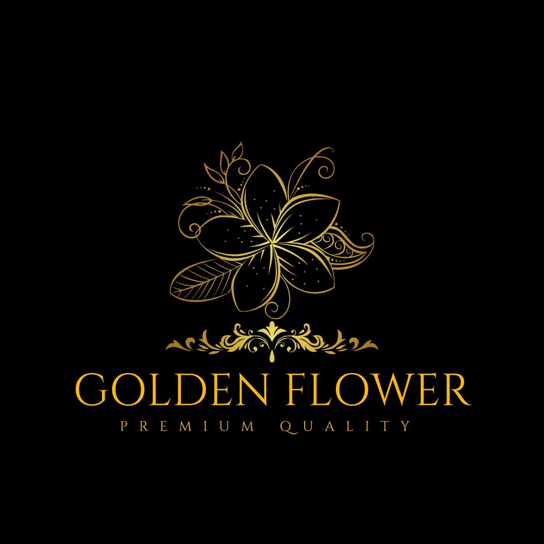 Gold Flower Icon Luxe Floral Logo Elegant Emblem Floral Etsy