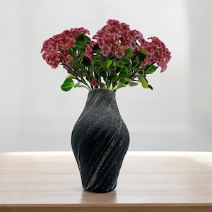 Unique Handmade 12 inch Ceramic Porcelain Vase for Flowers in Black, Home Decor, Gift for Her, Housewarming Gift