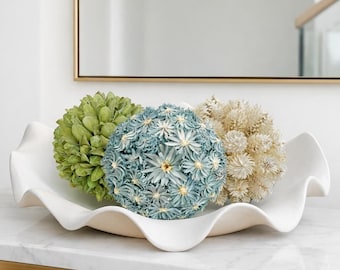 3 Handmade Preserved Natural Floral Topiary Balls