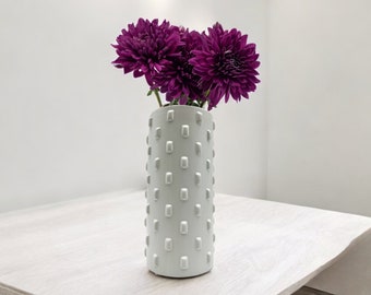 Handmade Textured Porcelain Cylinder Vase: White Home Decor Gift