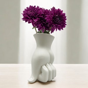 Unique Handmade 9 inch Porcelain Hand Vase for Flowers in White Home Decor New Home Gift