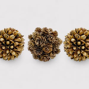Set of 3 Preserved Pinecone 4 inch Topiary Balls Vase Filler Bowl Filler, Decorative Orbs, Centerpiece Accent New Home Gift