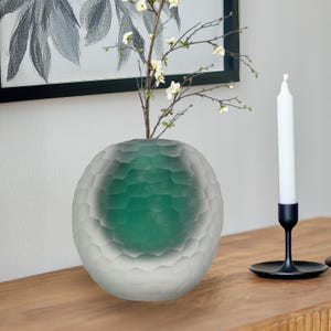 Unique Handmade 6 inch Handblown Glass Vase for Flowers in Turquoise , Home Decor, Gift for Her, Housewarming Gift