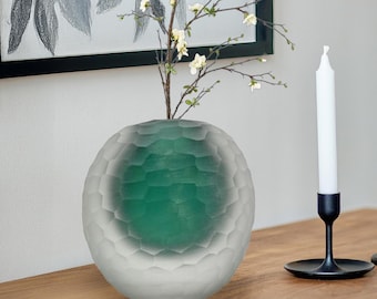 Handblown Turquoise Glass Vase: 6-inch Home Decor