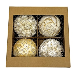 Set of 4 Preserved Pinecone 3 inch Topiary Balls in White Vase Filler Bowl Filler, Decorative Orbs, Centerpiece Accent New Home Gift