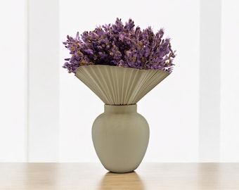 Handmade Beige Ceramic Vase: Abstract Textured Porcelain, 11 inch Home Decor