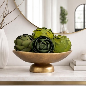 Set of 4 Preserved Eucalyptus, Magnolia, and Macadamia Leaf 3 inch Topiary Balls Vase Filler Bowl Filler, Decorative Orbs Centerpiece Accent