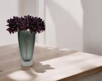 Handblown Glass Cylinder Vase: Grayish Blue, 11-inch Home Decor
