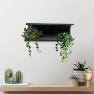 Wall-Mounted Wooden Plant Shelf – Floating Display for Indoor Décor