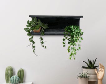 Wall-Mounted Wooden Plant Shelf – Floating Display for Indoor Décor