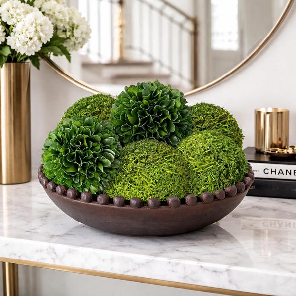 Preserved Topiary Balls Set: 4-Inch Vase Filler, Centerpiece Accent