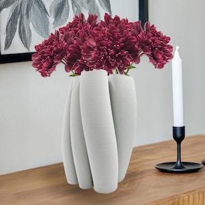 Unique Handmade 11 inch Porcelain Modern Textured Vase for Flowers in White