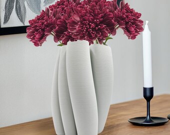 Unique Handmade 11 inch Porcelain Modern Textured Vase for Flowers in White