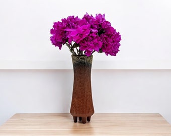 Handmade Brown Bronze Ceramic Vase: 17" Cylinder Flower Vase