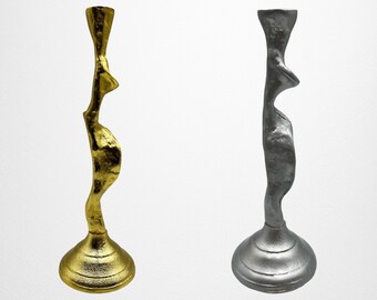 Aluminum Unique Modern Home Decor Abstract Candle Stick Holders, Gift For Her, New Home Gift