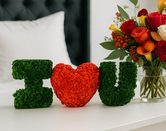 I Heart You, I Love You,  Handmade Preserved Floral Set, Special Occasions, Gift