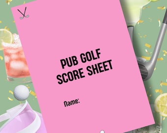 pub golf template, personalisable pub golf template Friends pub golf, pub golf drink, pub golf rules, friends activity, birthday activity