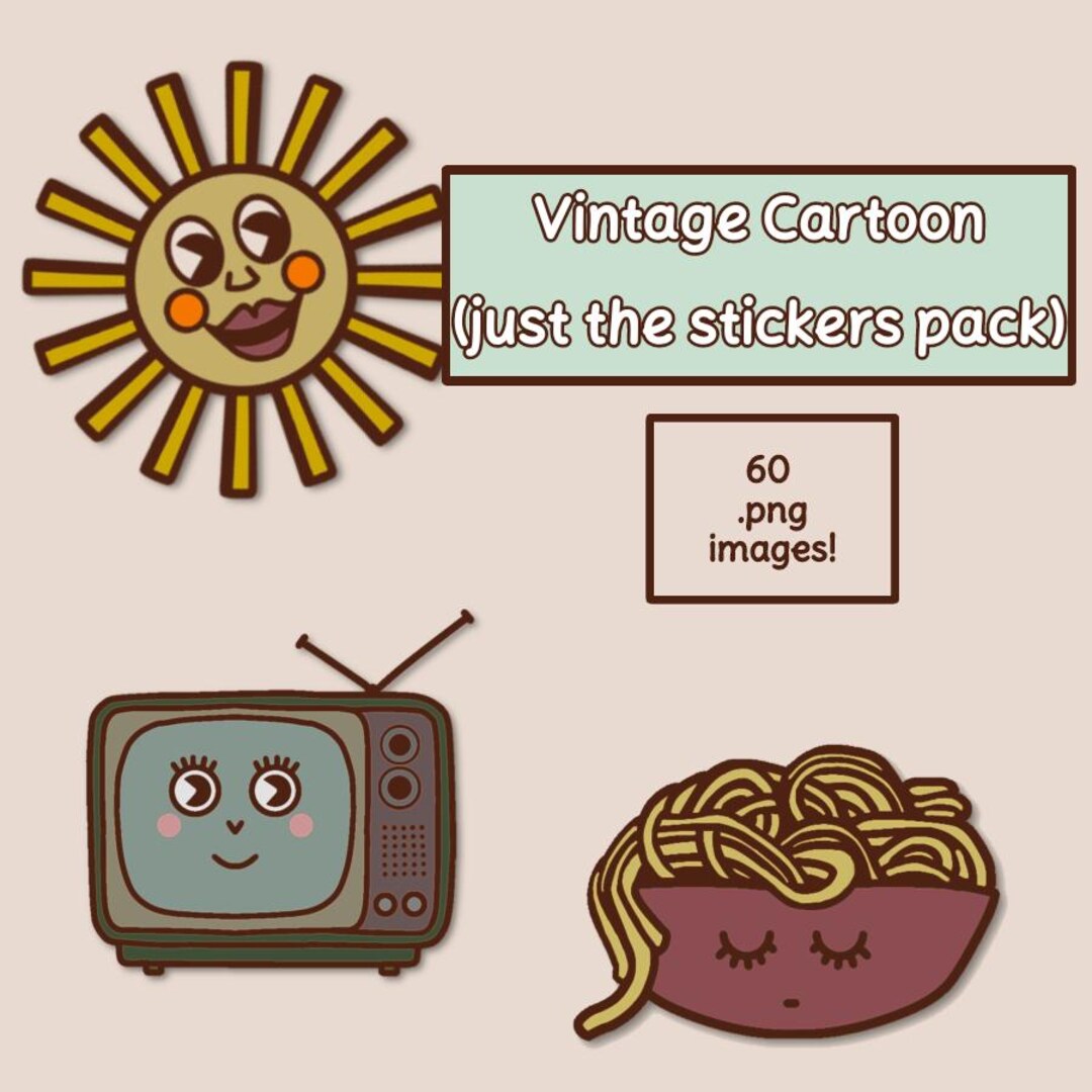 Vintage Cartoon Sticker Pack - Etsy