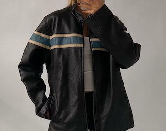 Chaqueta recta vintage de gran tamaño de los años 90 para mujer, chaqueta de cuero de gran tamaño para mujer, chaquetas de cuero para mujer, el mejor regalo para ella