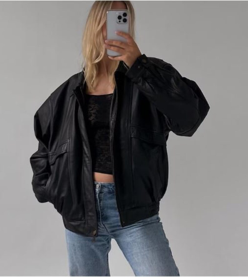 Women Handmade Oversize Bomber Lambskin Soft Real Leather Jacket , Women Casual Wear Oversize Genuine Black Leather Jacket, brown jacket