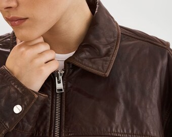 1970's Long Leather Jacket || Small Size Burnt Sienna