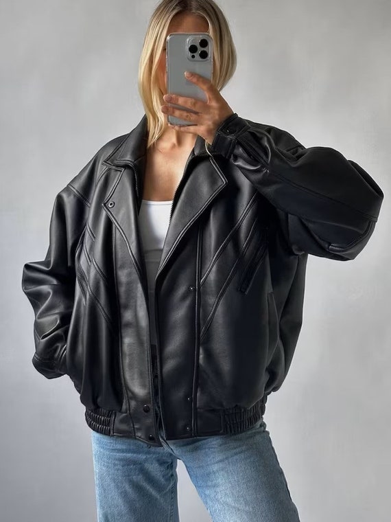90's Vintage Oversize Jacket, Women's Vintage Oversized Straight Jacket, Ladies' Oversized Leather Jacket, Ladies' Biker Jacket,gift for Her - Etsy 90's Vintage Oversize Jacket, Women's Vintage Oversized Straight Jacket, Ladies' Oversized Leather Jacket, Ladies' Biker Jacket,gift for Her - Etsy