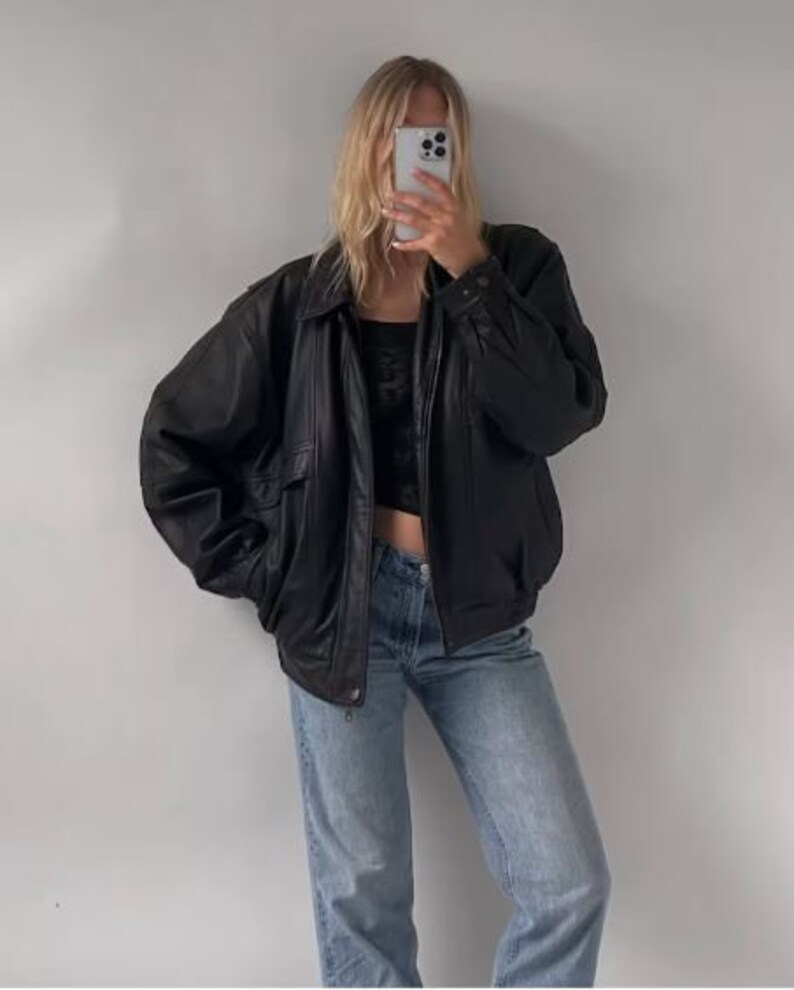 Women Handmade Oversize Bomber Lambskin Soft Real Leather Jacket | Women Casual Wear