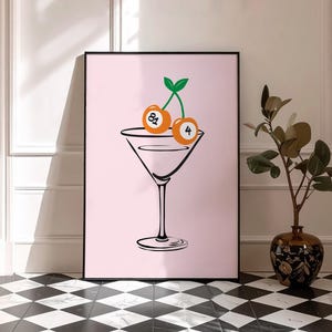 F1 McLaren Poster, Lando Norris & Oscar Piastri Pink Cherry Martini F1 Print, McLaren F1 Wall Art, F1 Girl Pink Print, Formula 1 Wall Art image 1