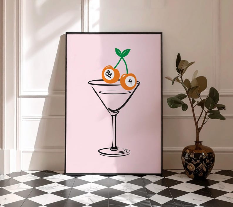 F1 McLaren Poster, Lando Norris & Oscar Piastri Pink Cherry Martini F1 Print, McLaren F1 Wall Art, F1 Girl Pink Print, Formula 1 Wall Art image 1