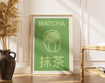 Matcha Japanese Print, Modern Cafe Wall Art (Digital Download)