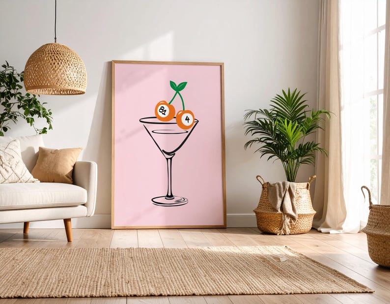 F1 McLaren Poster, Lando Norris & Oscar Piastri Pink Cherry Martini F1 Print, McLaren F1 Wall Art, F1 Girl Pink Print, Formula 1 Wall Art image 2